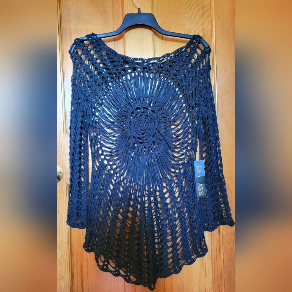 LA Class Black Knit Tunic Top sz S/M NEW